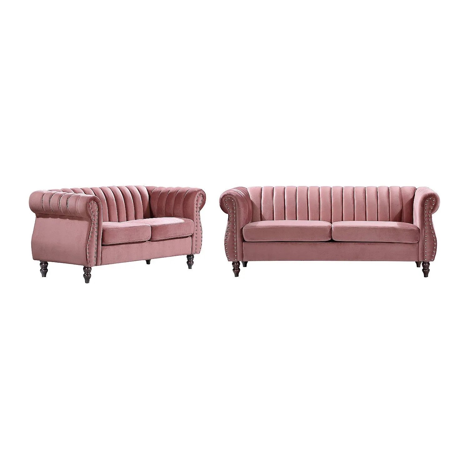 Vente-unique Couchgarnitur Trumbo Puderrosa 150 cm  195 cm