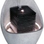 Großer, grauer Design-Gartenbrunnen in Ei-Form mit LED-Beleuchtung und Wasserfall.