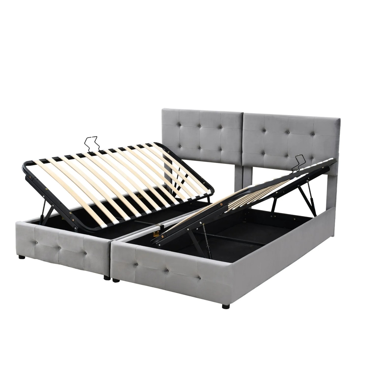 okwish Polsterbett 180x200cm mit Hydraulischem Stauraum Doppelbett Grau ohne Matratze