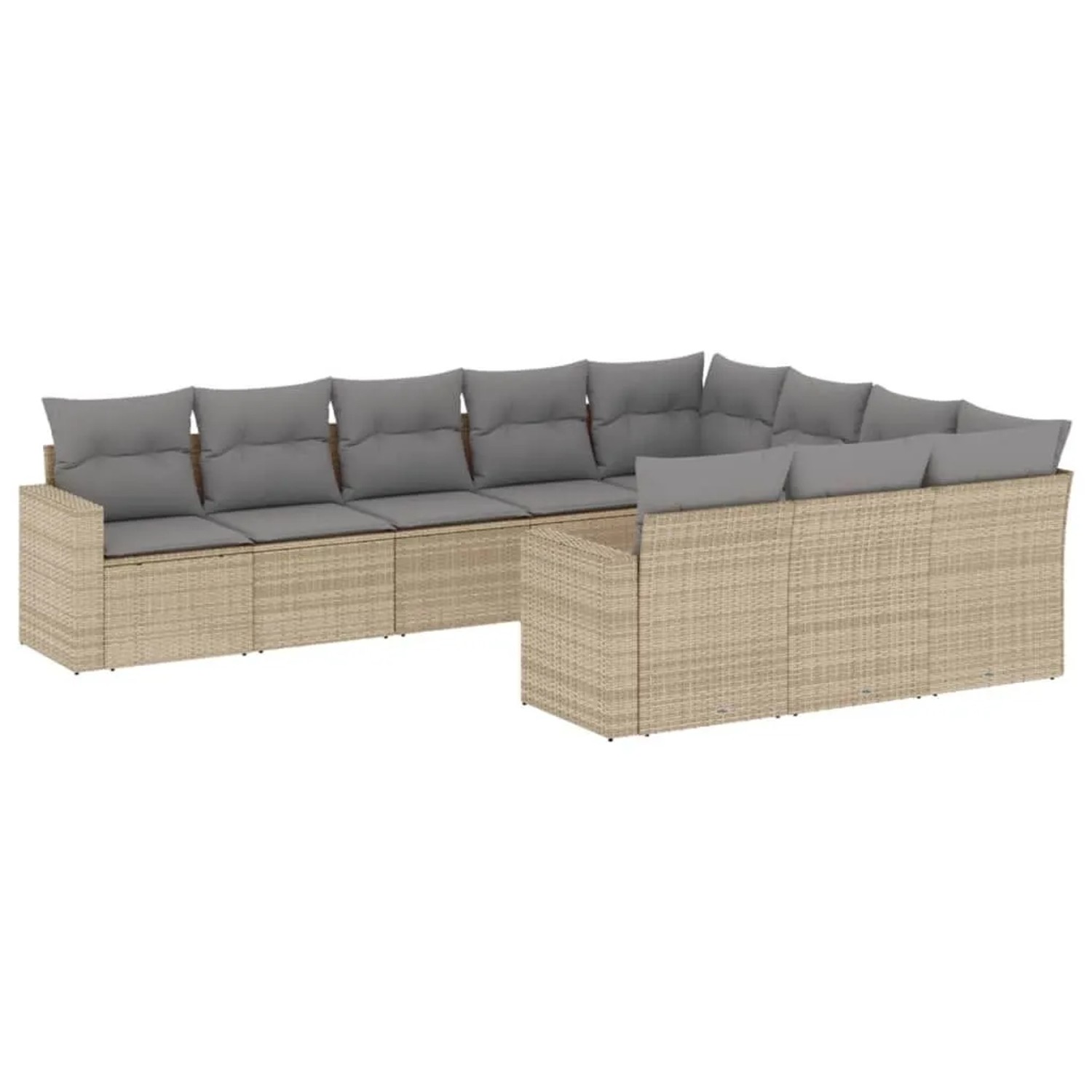 vidaXL 10-Tlg Garten-Sofagarnitur mit Kissen Beige Poly Rattan 3251826 günstig online kaufen