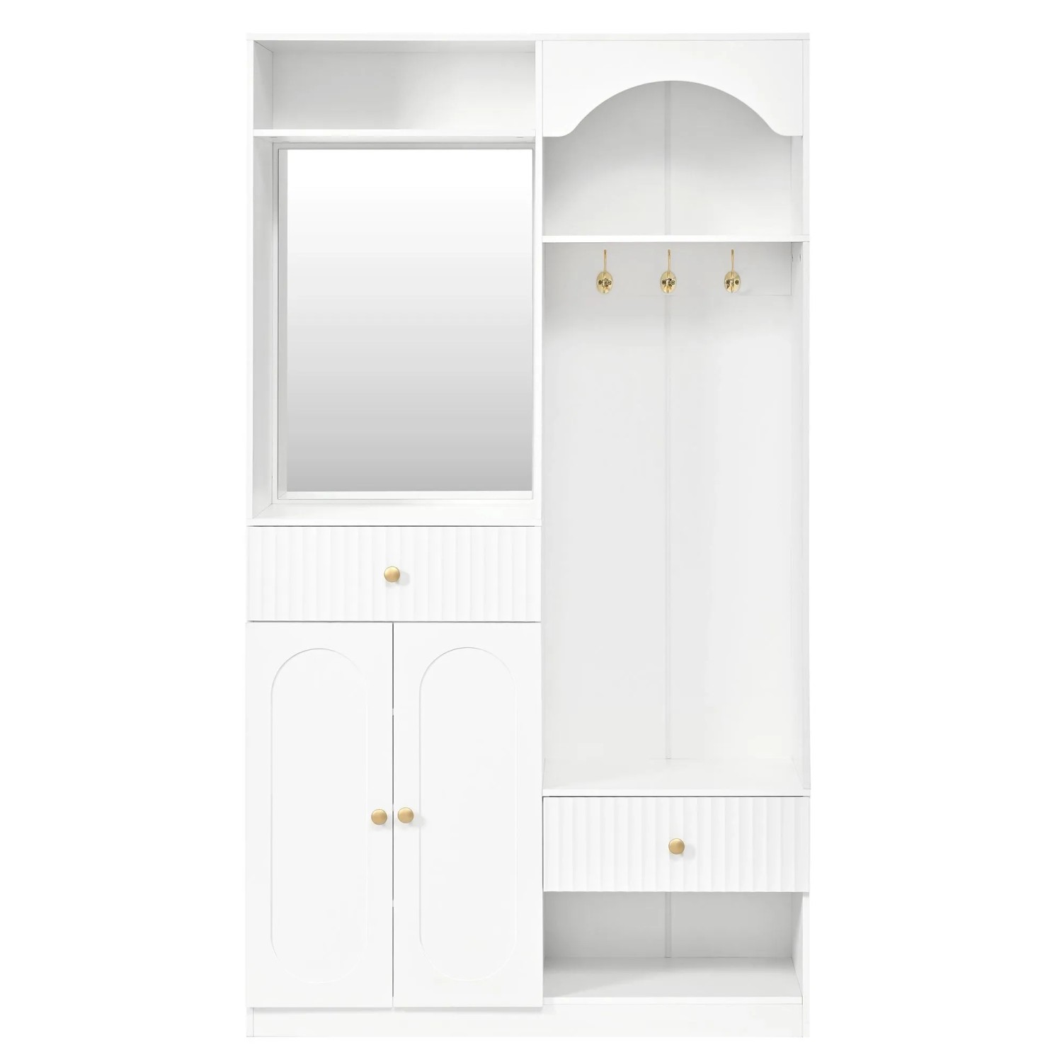 Merax Flurgarderobe Set Spiegel Schuhschrank Sitzbank LED