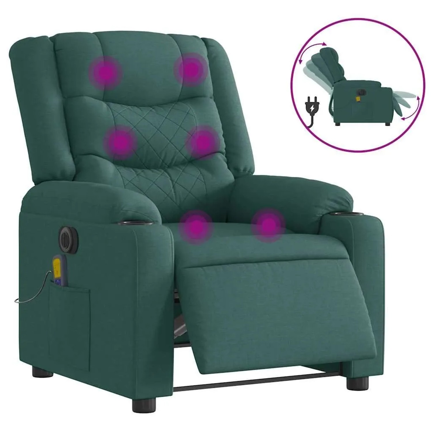 vidaXL Massagesessel Elektrisch Dunkelgrün Stoff 3310257_4