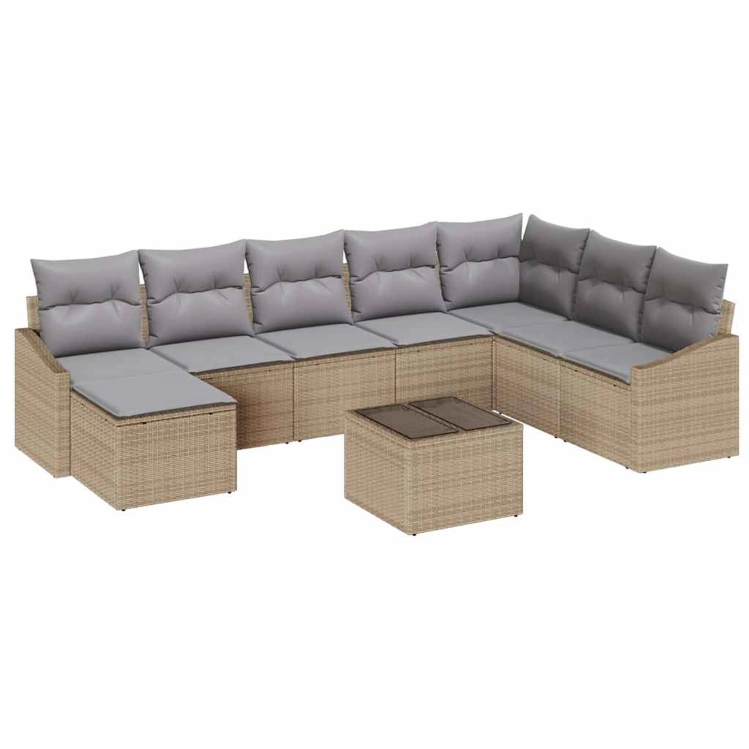 vidaXL Garten-Sofa-Set 9-Tlg Beige Poly Rattan 3346850 günstig online kaufen