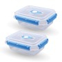 2er-Pack Bestlivings Frischhalteboxen, 0,9L, blau, quadratische Lunchboxen mit transparentem Deckel.