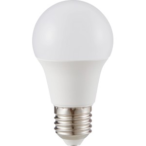 E27 LED Leuchtmittel in Glühlampenform, 4,8 W, warmweißes Licht.