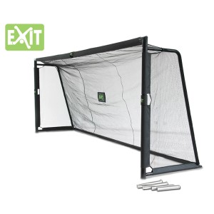 Schwarzes Exit Forza Fußballtor (500x200cm) aus Stahl mit Netz und Verankerungsset.