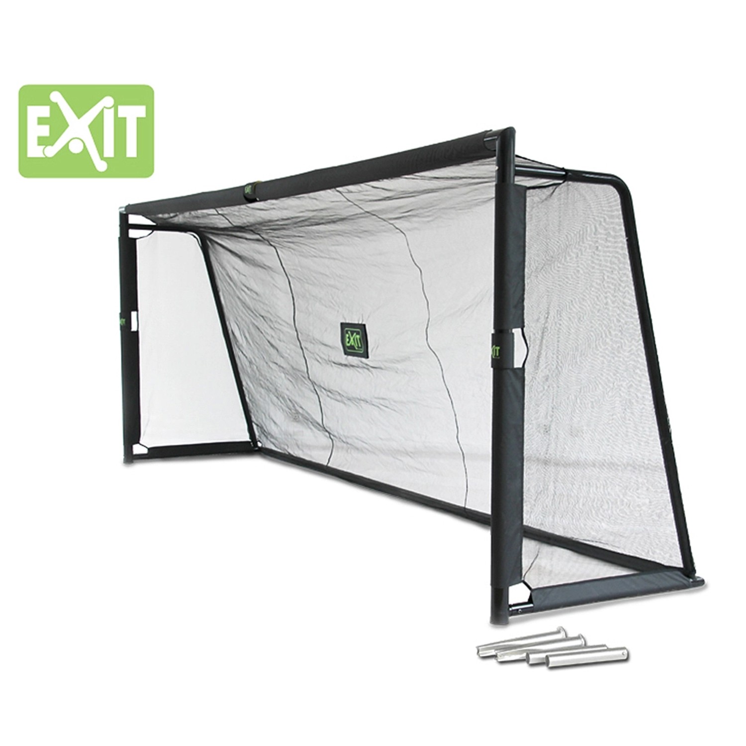 EXIT Toys Maestro Fußballtor - 180x120cm Stahl Tor - Mit Trainingsschirm - Für Garten Und Training - Schwarz