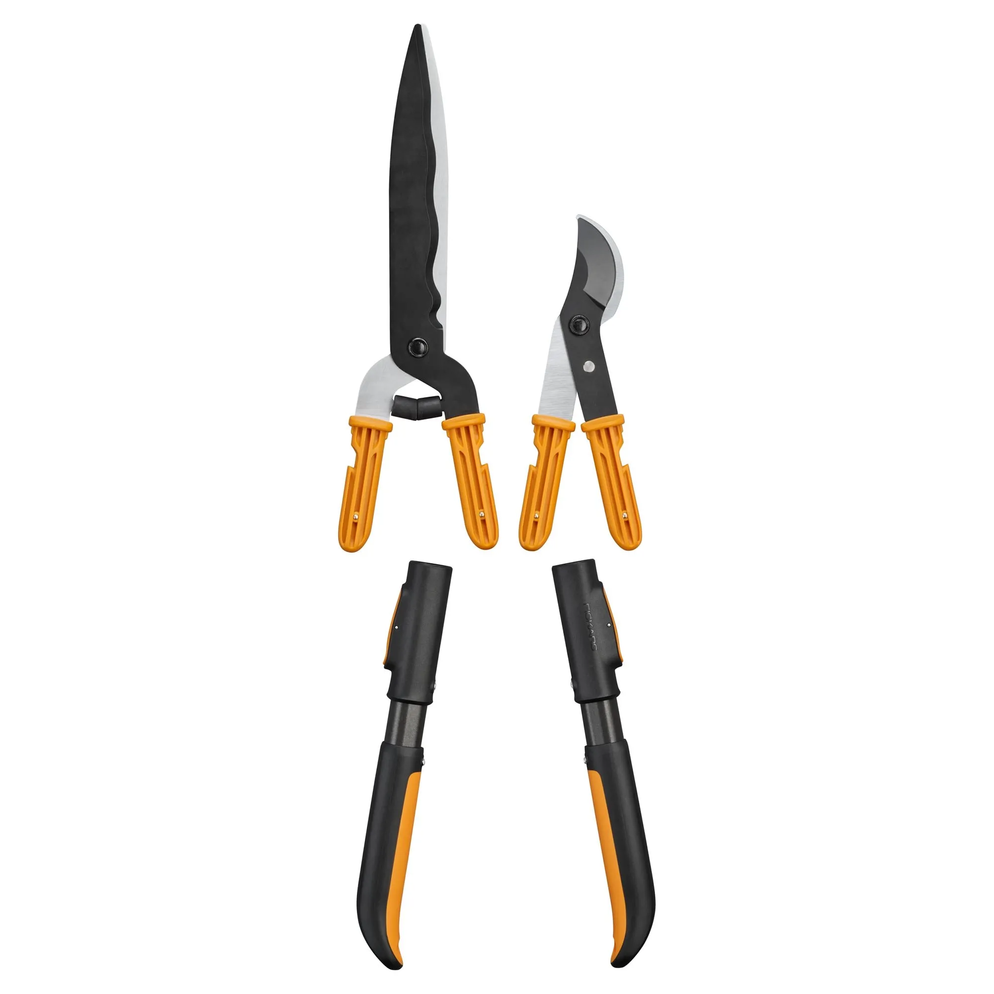 Fiskars Heckenscheren- & Astscheren-Set Bypass OneClick Orange-Schwarz