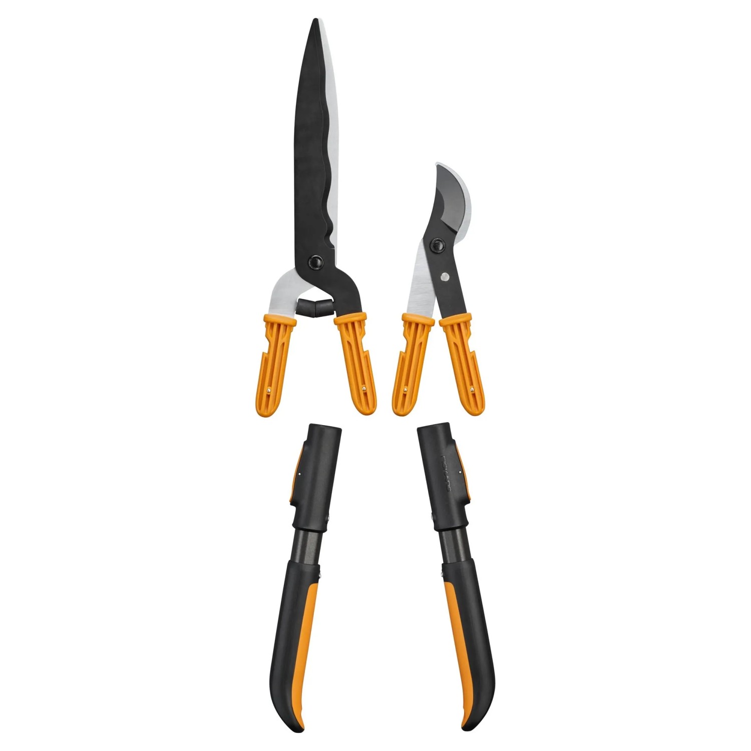 Fiskars Heckenscheren- & Astscheren-Set Bypass OneClick Orange-Schwarz