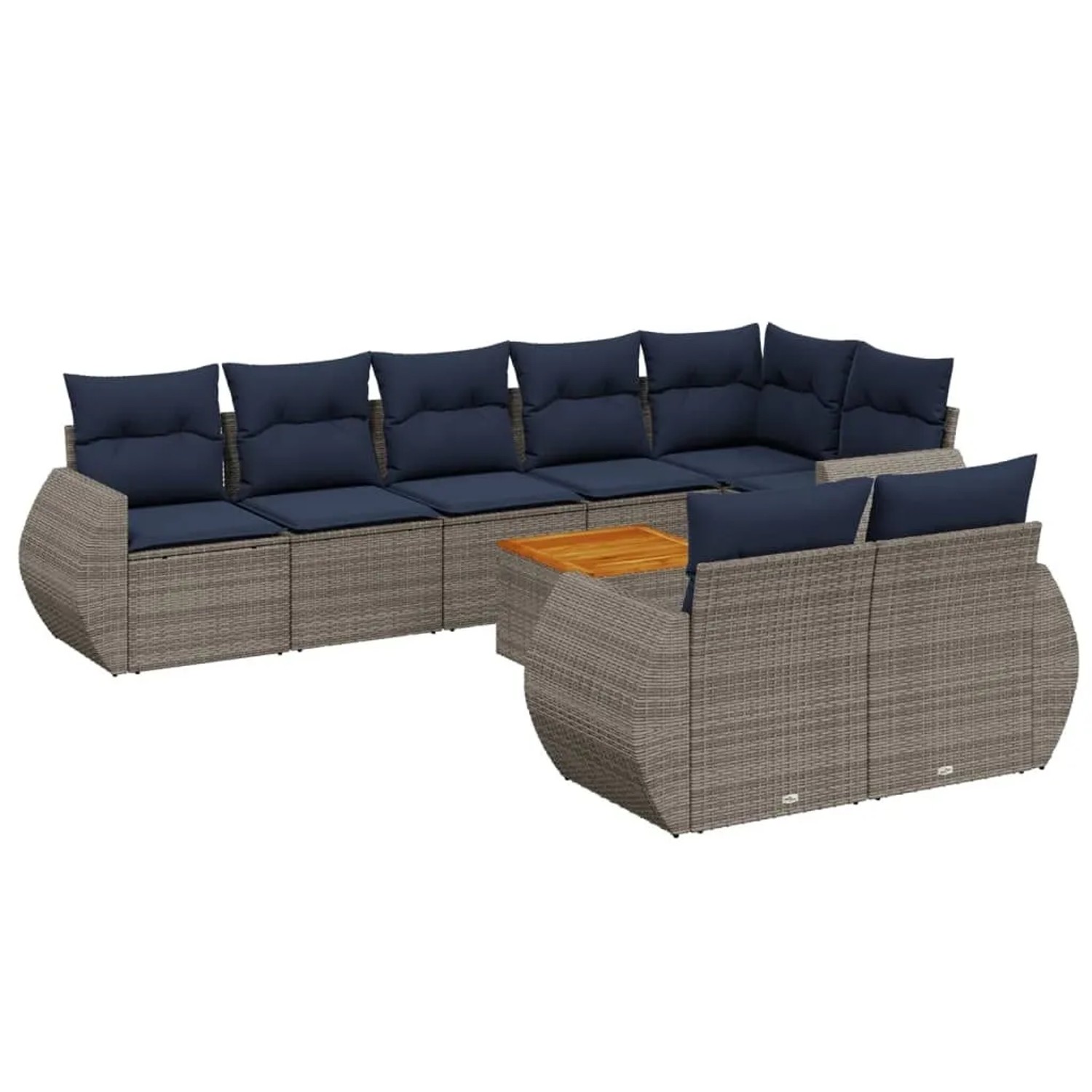 vidaXL 9-Tlg Gartensofa-Set mit Kissen Grau Polyrattan 3225095 günstig online kaufen