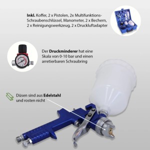 TRUTZHOLM HVLP Lackierpistolen Set mit Koffer und Zubehör für Malerarbeiten.