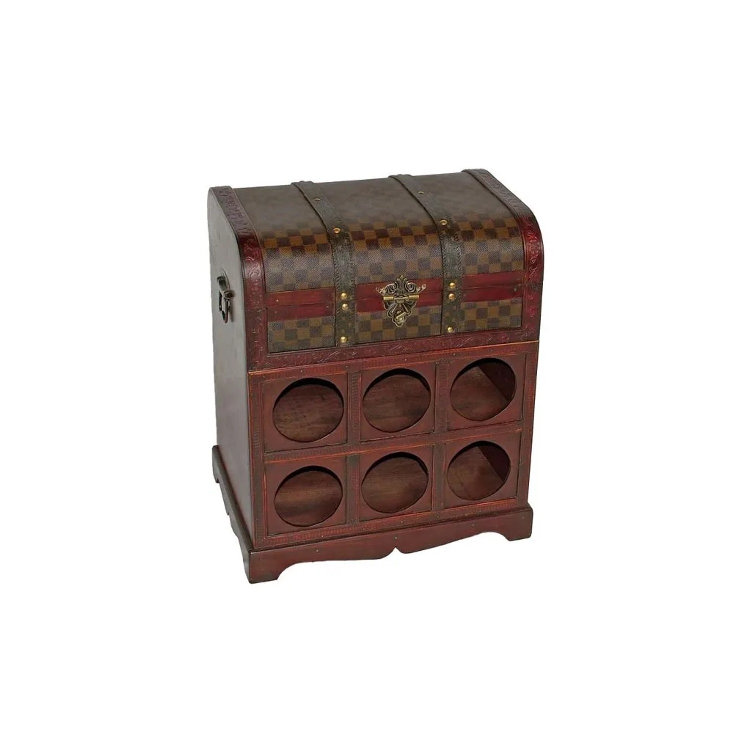 DELUKE Weinregal GEUC Kolonialstil Holz Dunkelbraun 48x41x30,5cm Weinständer Flaschenregal Weinbar Weinschrank