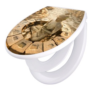Banjado WC-Sitz mit Absenkautomatik und Buddha-Motiv. Universeller Klodeckel mit Kindersitz aus Polypropylen.