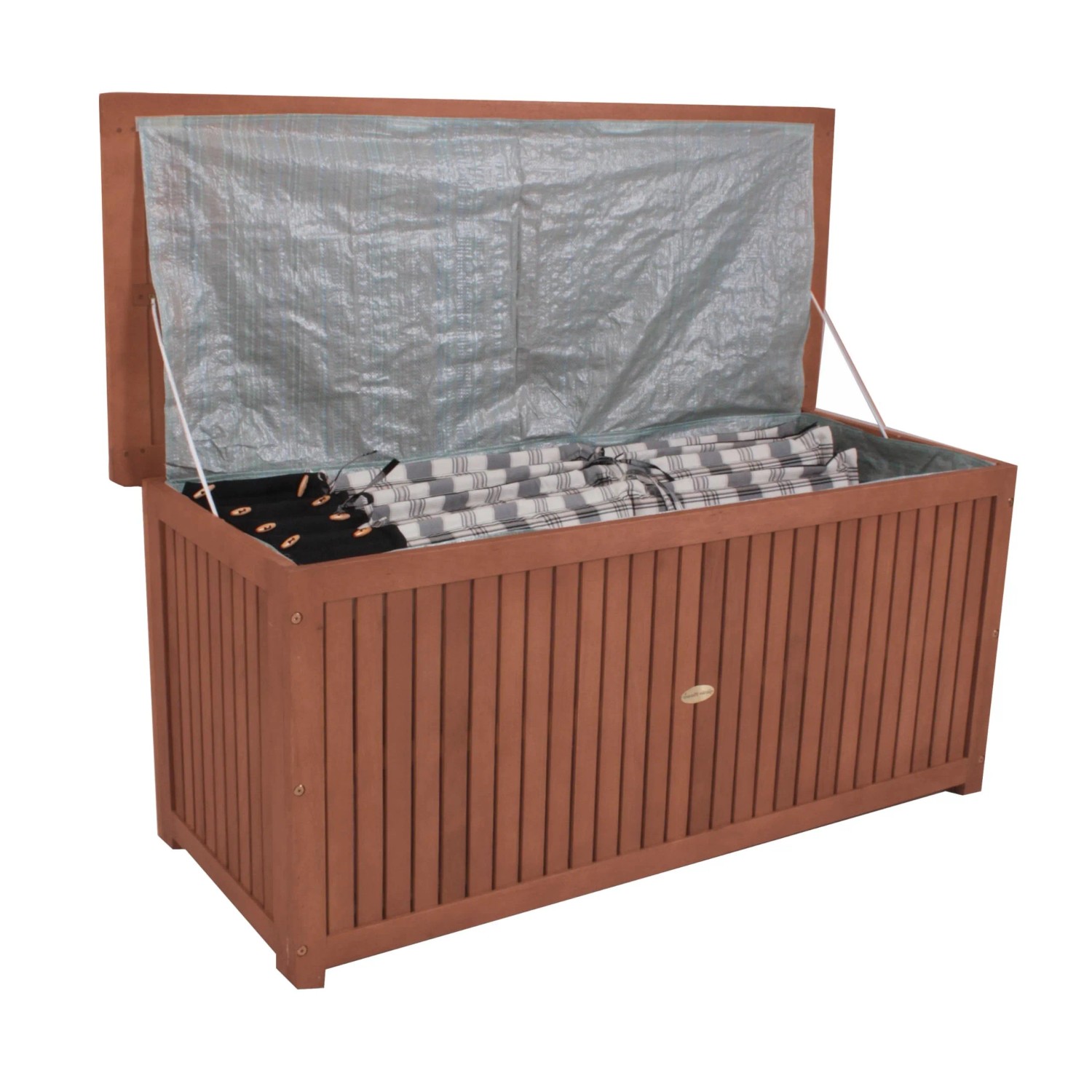 DELUKE Auflagenbox JOANA Natur Akazie Gartenbox Aufbewahrungsbox Kissenbox Gartentruhe Outdoor_6