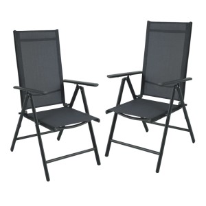 SVITA Gartenstühle Hochlehner Klappbar Campingstuhl Klappsessel 2er Set Aluminium Anthrazit