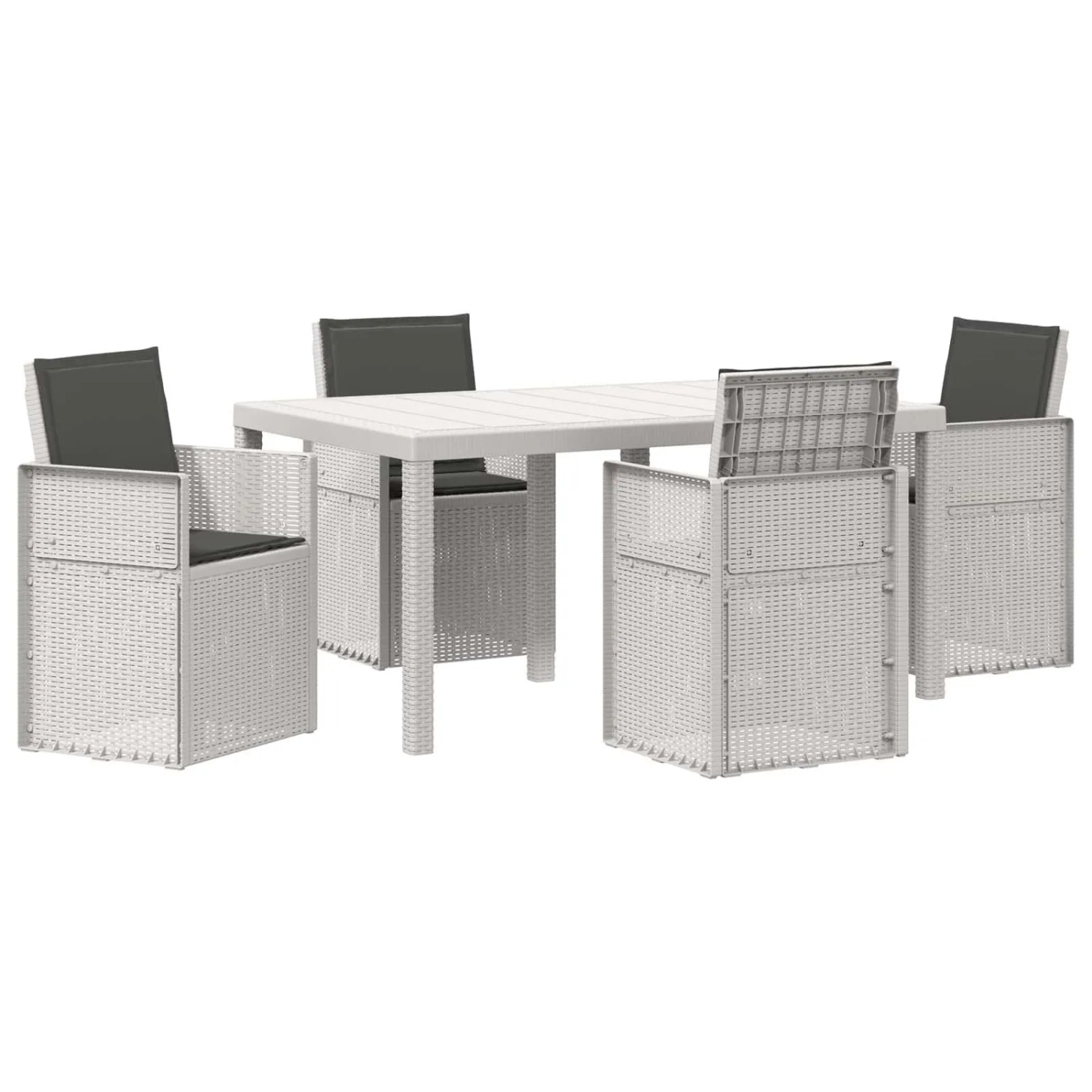 vidaXL Garten Essgruppe mit Kissen 5 Stk Weiß und Anthrazit PP 3430064