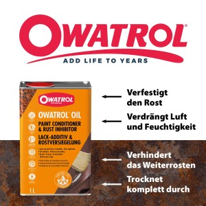 OWATROL OIL Rostschutz Öl 1 l Dose. Rostschutzgrundierung für Metall, Auto und Kfz.