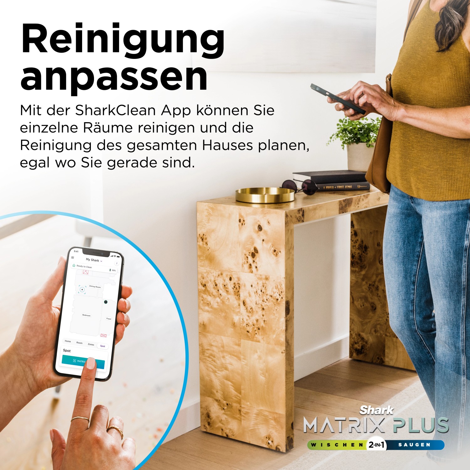 Shark Saug- und Wischroboter Matrix Plus per App steuern. Intelligente Reinigung planen.