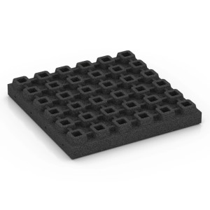 WARCO Fallschutzplatte, anthrazit, 50x50x7 cm. Gummigranulat mit Drainage-Struktur für Spielplätze.