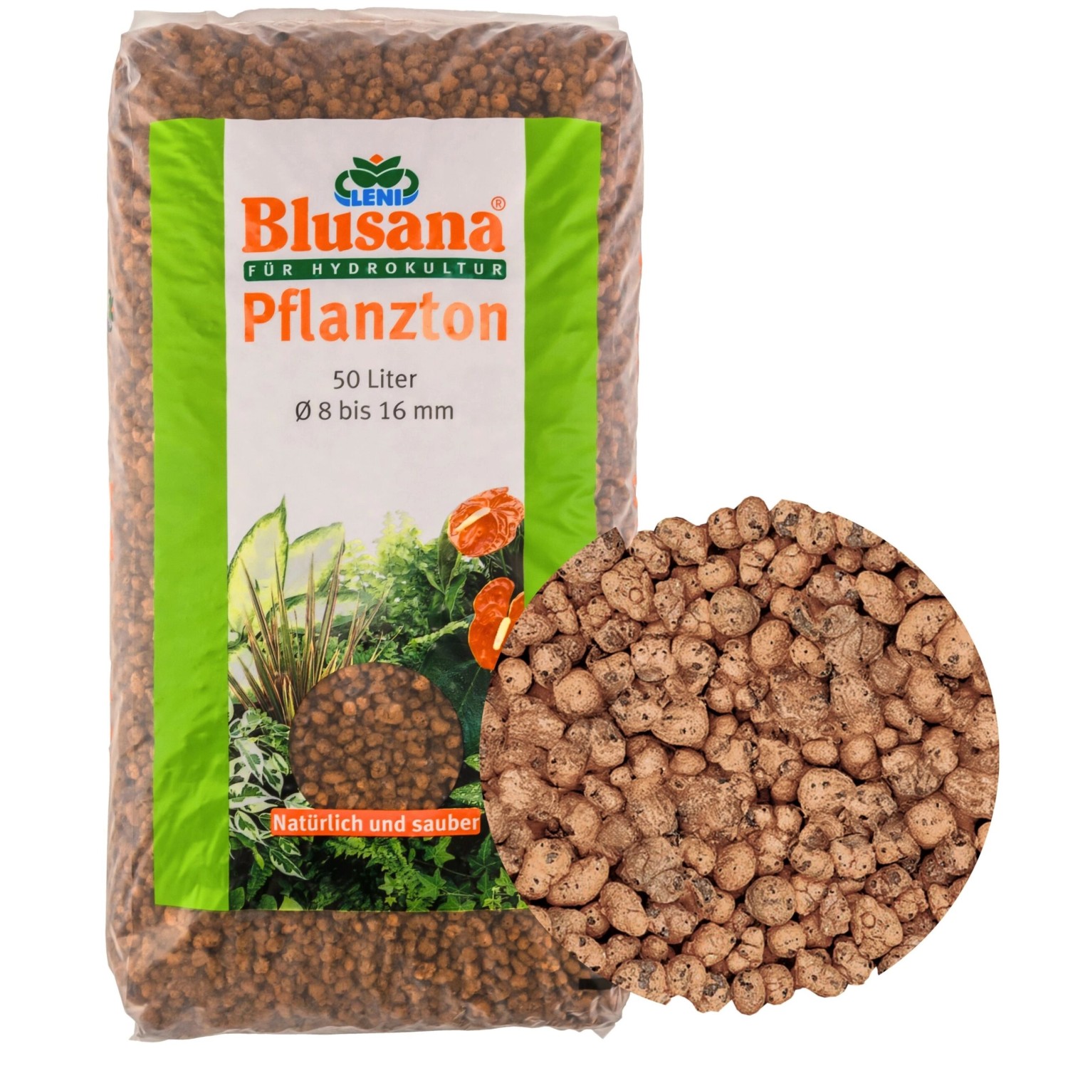 Blusana Blähton Pflanzsubstrat Pflanzton grobe Körnung 8-16 mm 50 l