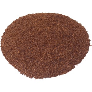 Nahaufnahme von Proflora Kokoserde, torffreie Blumenerde aus Kokosfasern.