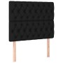 Schwarzes vidaXL Boxspringbett 90x190 cm mit Stoffbezug und gestepptem Kopfteil.