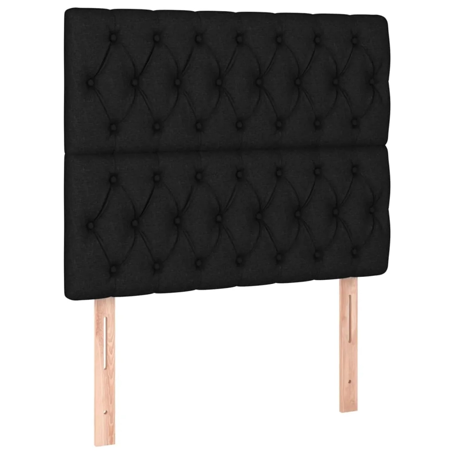 Schwarzes vidaXL Boxspringbett 90x190 cm mit Stoffbezug und gestepptem Kopfteil.