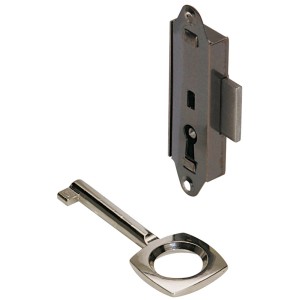 Hettich Nutbart Briefkastenschloss aus Stahl, vernickelt, mit Schlüssel. Möbelschlösser für Briefkästen.