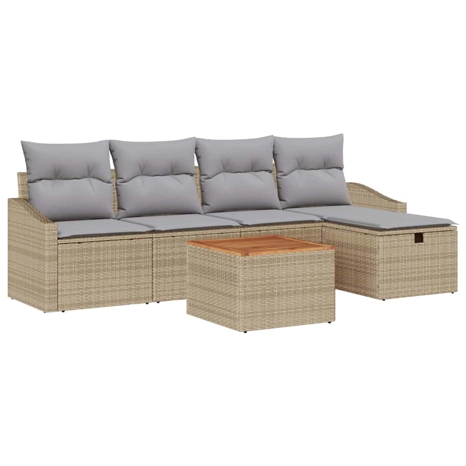 vidaXL Garten-Sofa-Set mit Kissen mit Speicher 6-Tlg Beige Poly Rattan 3359 günstig online kaufen