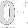 Technische Zeichnung der Basi Hausnummer 0 in Anthrazit, Maße 156 x 106 mm, Türbeschlag.