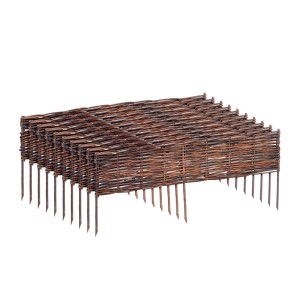 10er Set Relaxdays Beeteinfassung aus Weide, braun, 20x100 cm, für klare Gartenstrukturen.