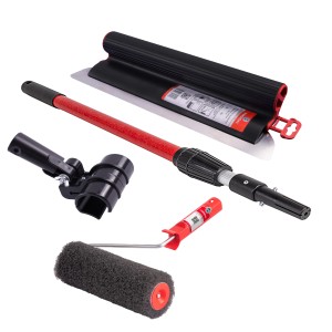 COMENSAL Flächenspachtel-Set, 4-teilig, mit Spachtel, Rolle, Teleskopstange und Adapter.