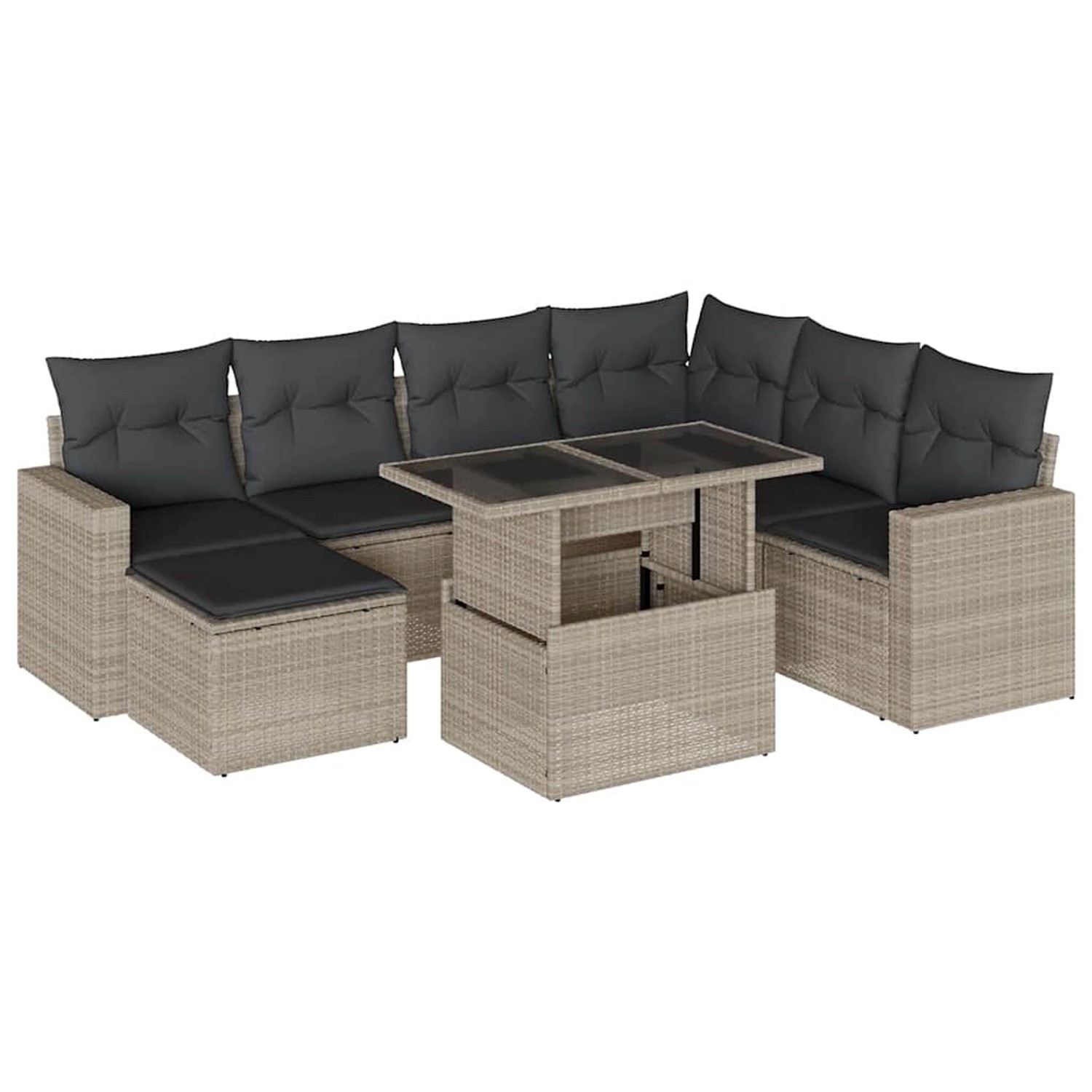 vidaXL 8-Tlg Garten-Sofagarnitur mit Kissen Hellgrau Poly Rattan 3267442 günstig online kaufen