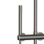 Aurlane Design-Duschsystem Industrial Elegance, Duscharmatur in Grau mit Hand- und Kopfbrause.