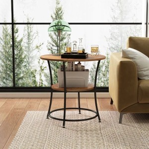 Rebiko Industrieller Runder Couchtisch Für Das Wohnzimmer Mit Ablagefläche Braun Loft 55 Cm