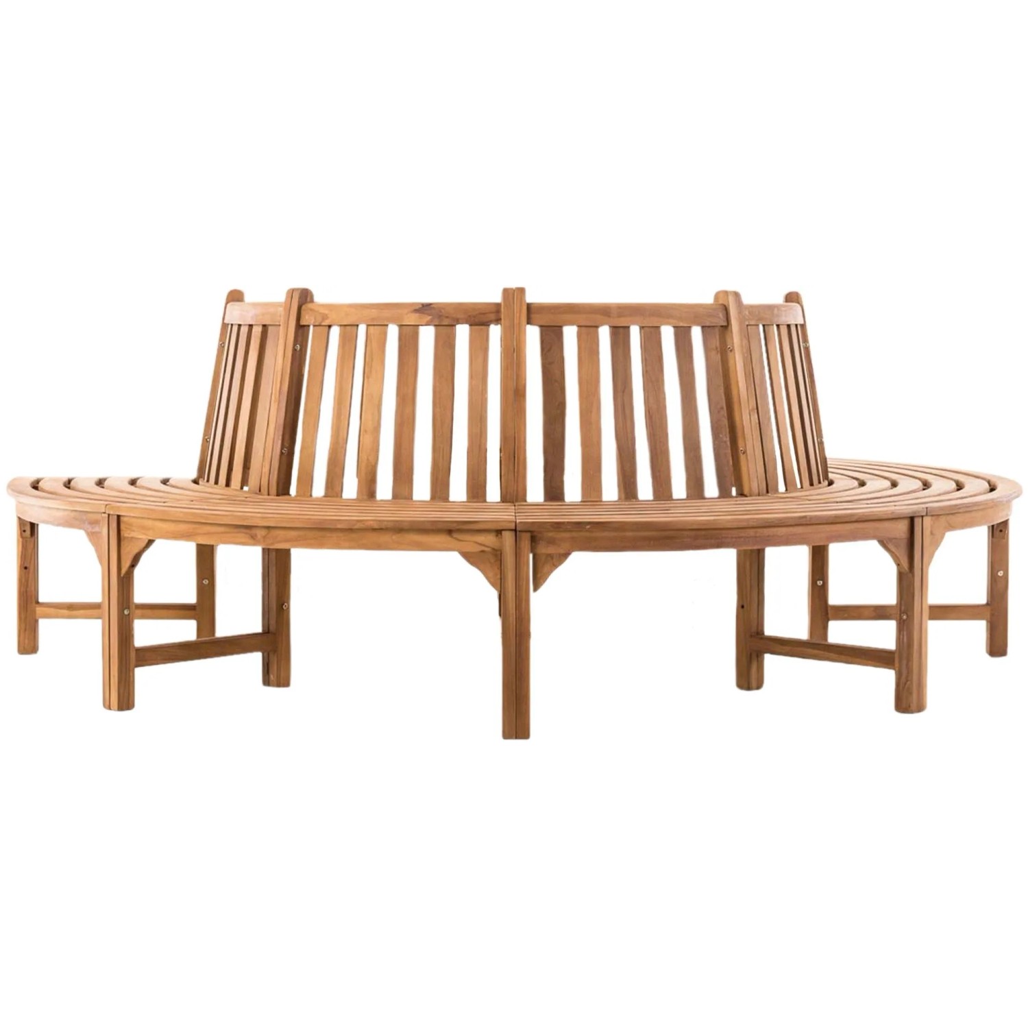 DELUKE Baumbank VEGAD Holz Teak 250x125x92cm Halbrunde Sitzbank Mit Lehne Baumbank Gartenbank Für Baum