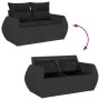 Schwarze 8-tlg. vidaXL Garten-Sofagarnitur aus Rattan mit Kissen und Stauraum.