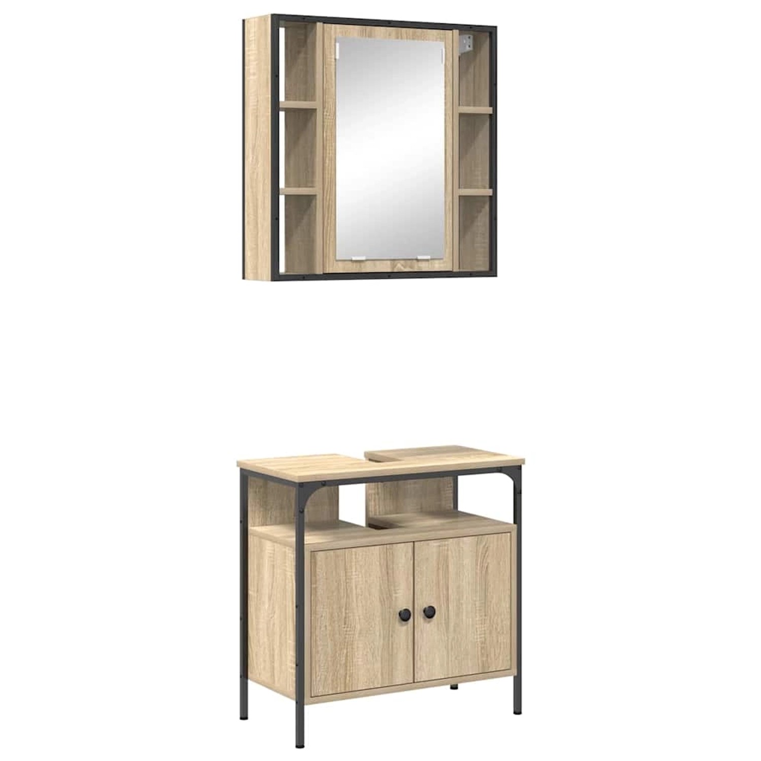 vidaXL Badezimmermöbel-Set mit Regal mit Tür 2-Tlg Braun Holzwerkstoff 3345 günstig online kaufen