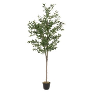 ML-Design künstlicher Olivenbaum, 180 cm, mit Topf und Holzstamm. Dekorative Kunstpflanze für Innenräume.