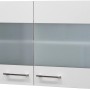 Flex-Well Joelina Hängeschrank, 100 cm, weiß, mit Milchglas-Fronten und Edelstahlgriffen.