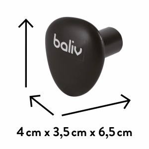 Schwarzer baliv Moss Green Haken (4er-Set) aus Polyresin mit Maßangaben.