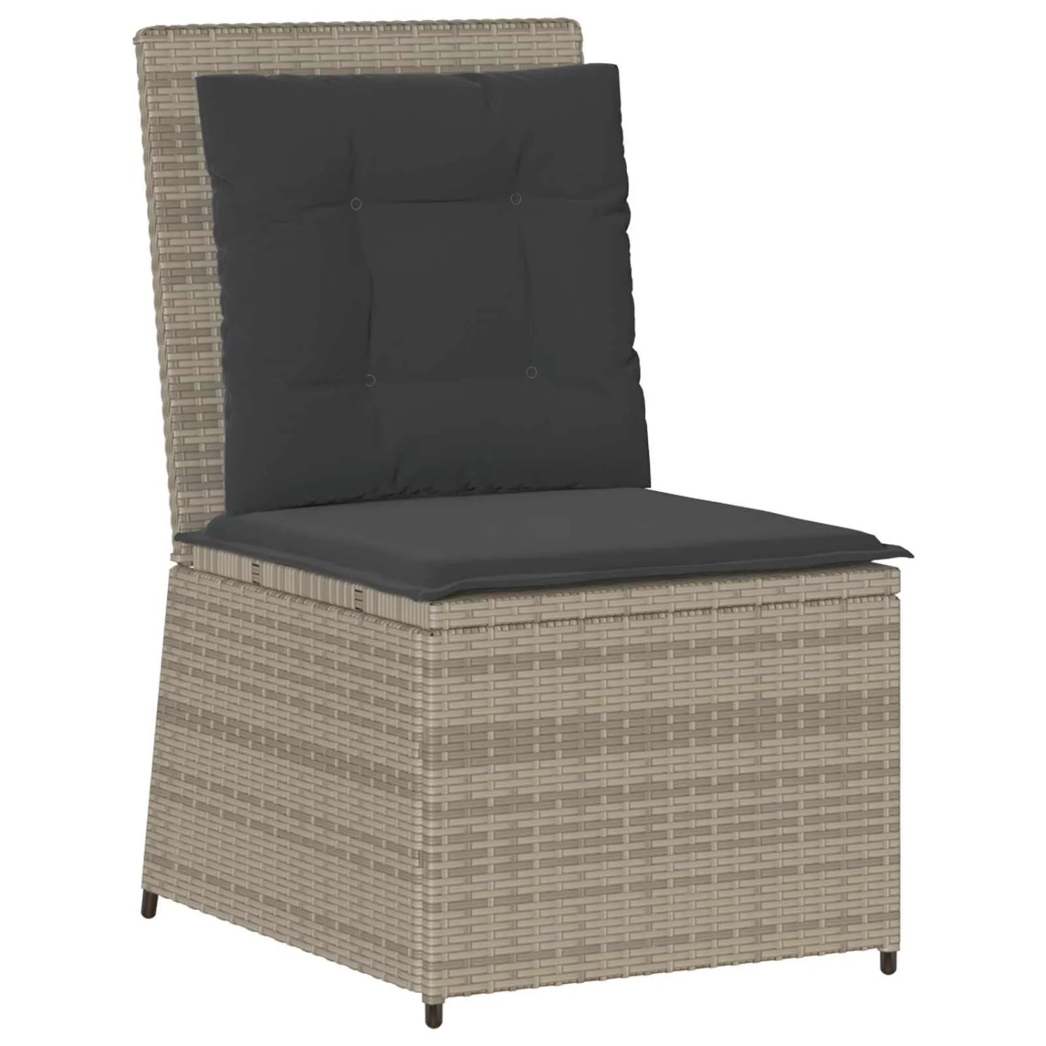 vidaXL Garten-Sofa mit Kissen Hellgrau Poly-Rattan 3394481