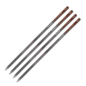 Petromax Grillspieße, 4er Set mit Holzgriffen und Edelstahlklingen (40cm).