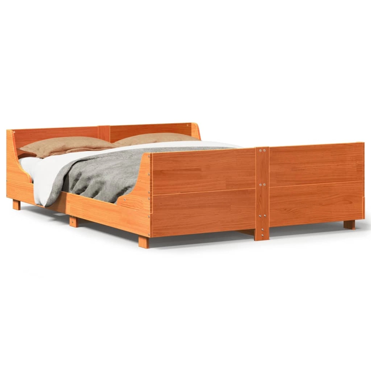 vidaXL Massivholzbett ohne Matratze Wachsbraun 150x200 cm Kiefernholz 33022 günstig online kaufen