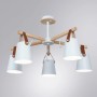 Moderne ARTE LAMP LED Deckenleuchte mit Holz und weißen Lampenschirmen im skandinavischen Design.