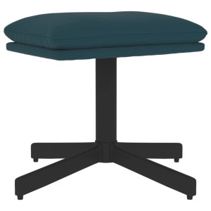 Blauer Samt Fußhocker mit schwarzem Metallfuß, vidaXL Hocker, 60x60x39 cm.