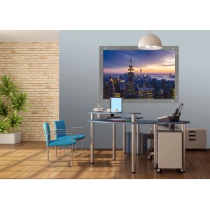Sanders & Sanders Fototapete New York in Lila, 160x110cm, Skyline bei Nacht im Büro.
