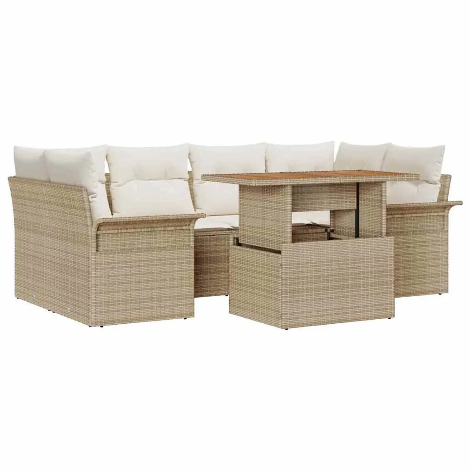 vidaXL Garten-Sofa-Set mit Kissen 7-Tlg Beige und Creme 3349287