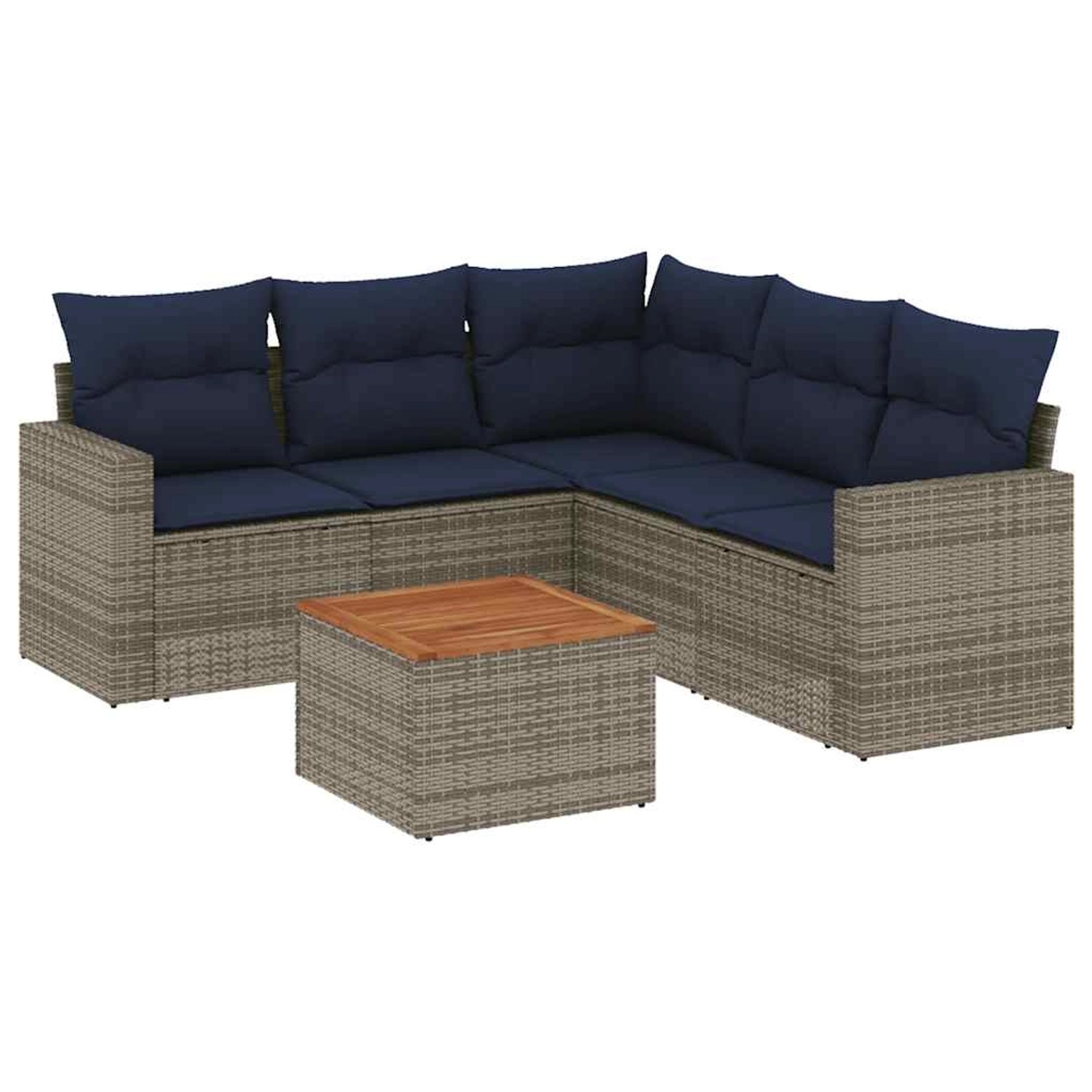 vidaXL 6-Tlg Garten-Sofagarnitur mit Kissen Grau Poly Rattan 3256453 günstig online kaufen