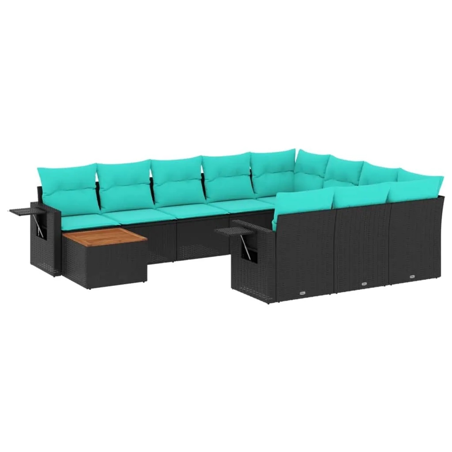 vidaXL 11-Tlg Gartensofa-Set mit Kissen Schwarzes Polyrattan 3224748